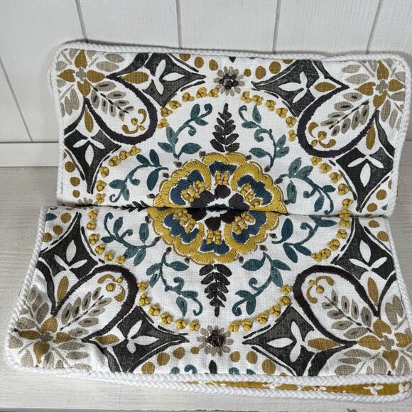 Yellow Embroidered Claudia Pillow Covers 20x20 (Set Of 2) Kirkland's Floral - Picture 13 of 16